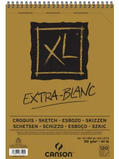 CANSON XL EXTRA BLANC, extra fehér, skicctömb, spirálkötött, mikroperforált 90g 120 ív A4