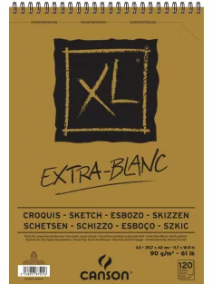 CANSON XL EXTRA BLANC, extra fehér, skicctömb, spirálkötött, mikroperforált 90g/m2 120 ív A3