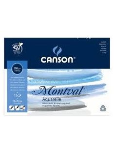 MONTVAL akvarelltömb, 100 % alfa cellulóz 270 gr, 12 ív, érdes, 29,7 x 42 - A3 cm