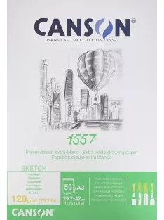   1557 savmentes, fehér skiccpapír-tömb (rövid oldalán ragasztott) 120g/m2 50 ív A5