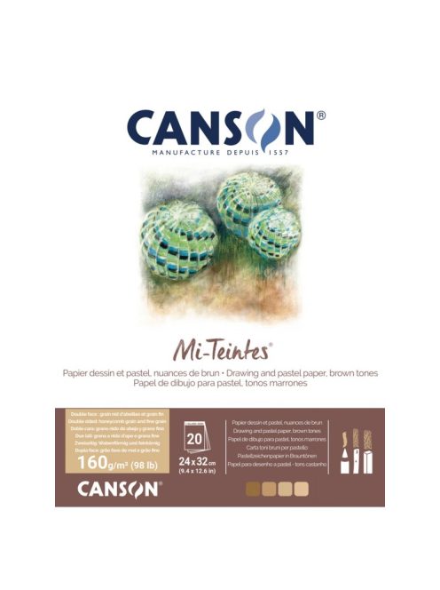 Mi-Teintes CANSON, savmentes színes pasztelltömb, kétoldalas barna árnyalatos, 24x32 cm