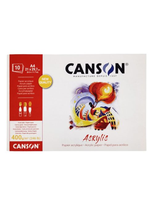 CANSON Acrylic savmentes akril festőtömb egyik oldalán ragasztott 400 gr, 10 ív, finom szemcsés, A4