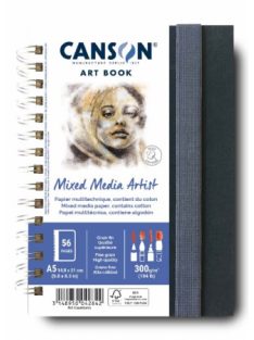 CANSON Books XL MIX MEDIA Portrait könyv, spirálkötött, fekete borítóval, 300g/m2 28 ív 56 lap A5