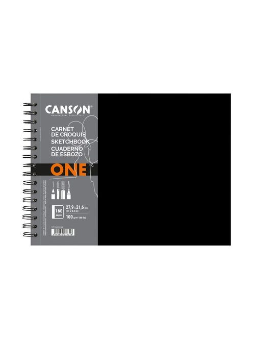 CANSON ArtBooks: "ONE", spirálkötött, finom szemcsés papír 100g/m2 80 ív, rövid oldalán spirálos - 21,6 x 27,9 cm