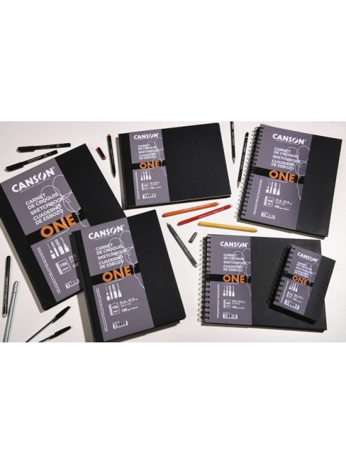 CANSON ArtBooks: "ONE", spirálkötött, finom szemcsés papír 100g/m2 80 ív, rövid oldalán spirálos - 21,6 x 27,9 cm