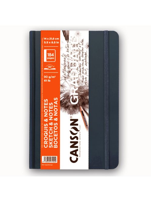 CANSON Graduate Vázlatkönyv, keménykötésű 90 g/m2 92 lap 184 oldal A5 - Sötétkék, kemény borító