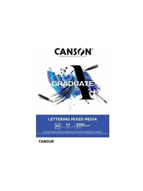 CANSON Graduate Lettering Mixed Media (Kézi Betűrajzolás), ragasztott tömb, 200 gr 20 lap A3