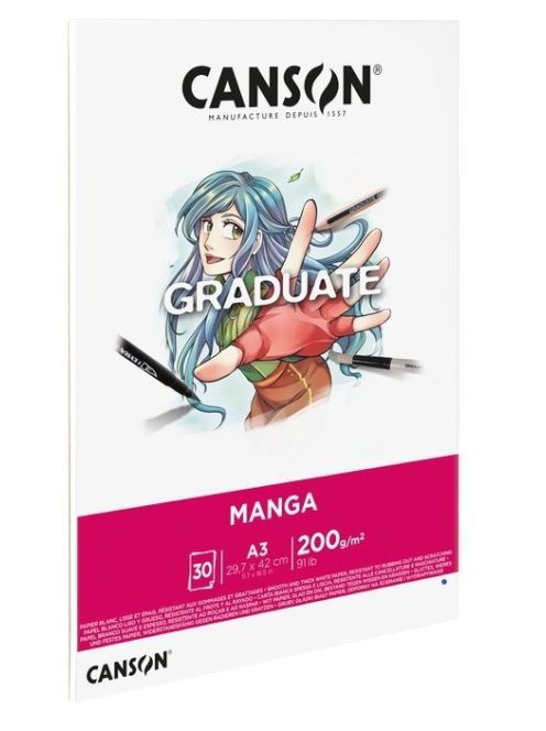 CANSON Graduate Manga tömb, ragasztott 200g/m2 30 ív A3