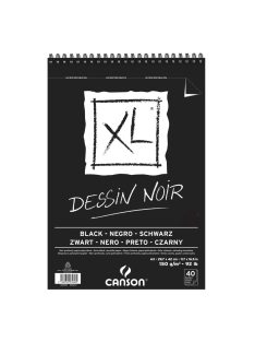 CANSON XL DESSIN NOIR, fekete fotókarton-tömb, spirálkötött, mikroperforált 150g/m2 40 ív A3
