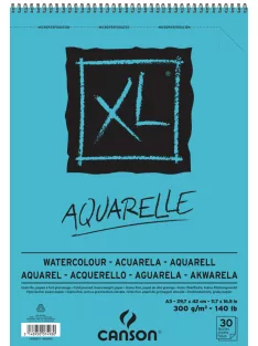 CANSON XL AQUARELLE, naturfehér, akvarelltömb, spirálkötött, mikroperforált 300g 30 ív A3