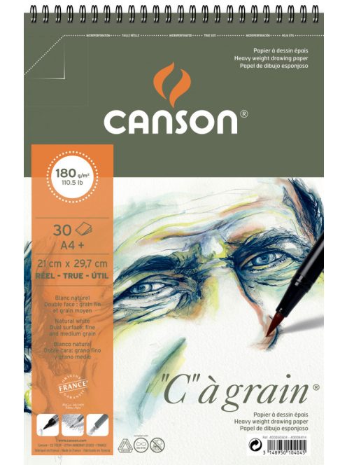 C á grain rajztömb rövid oldalán spirálozott 180g/m2 30 ív A4+