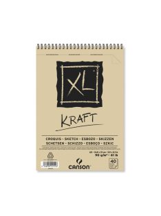 CANSON XL KRAFT, natúr barna színű rajztömb, spirálkötött, mikroperforált 90g/m2 40 ív A5