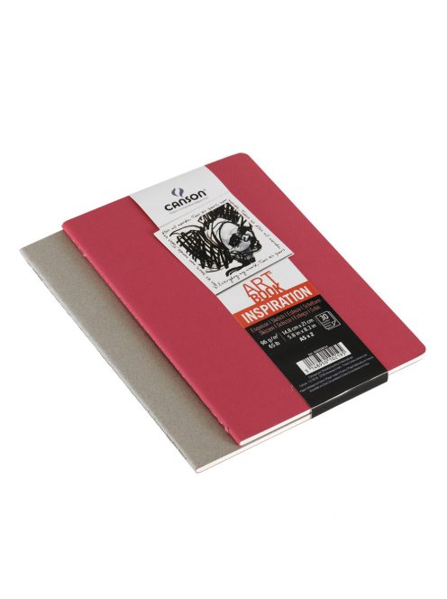 CANSON ArtBooks Inspiration vázlatfüzet, 30 ív,   A5 borító: élénk piros/acélszürke