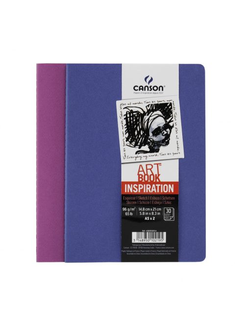 CANSON ArtBooks Inspiration vázlatfüzet, 30 ív,   A5 borító: ultramarin/violet