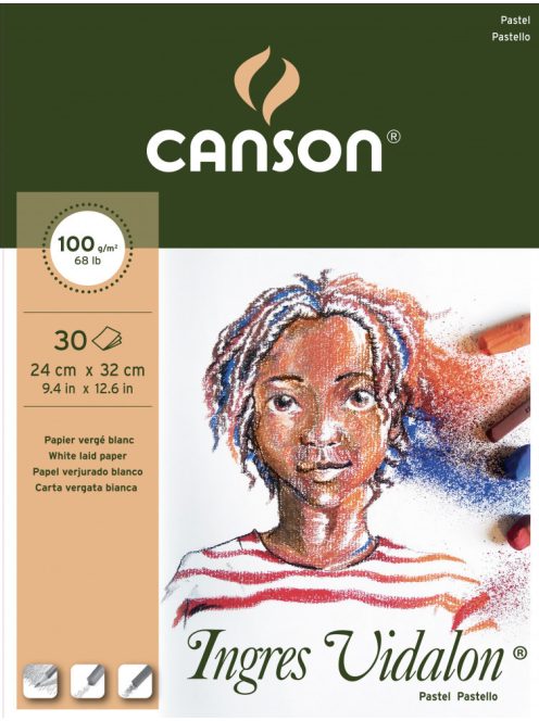 Ingres Vidalon CANSON, savmentes Ingres-papír, tömb kiszerelés 100g/m2 fehér 24 x 32