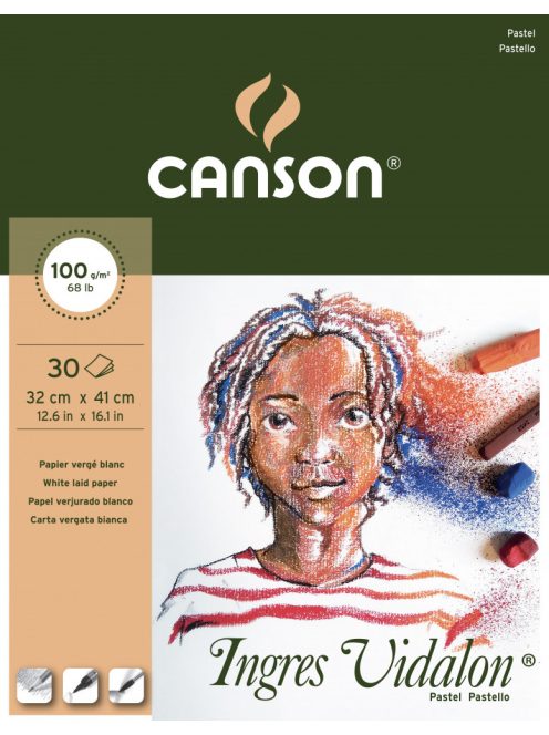 Ingres Vidalon CANSON, savmentes Ingres-papír, tömb kiszerelés 100g/m2 fehér 32 x 41