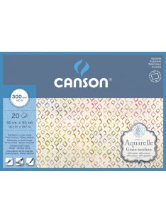   Aquarell CANSON, savmentes akvarelltömb, 60 % pamutból, 20 ív 4-oldalt ragasztott, 300 gr, érdes, 36x50 cm