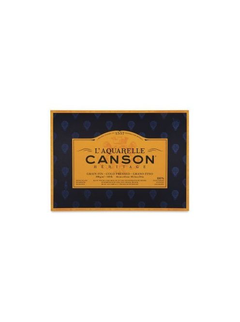 CANSON Héritage merített akvarelltömb 640 gr, pamut 12 ív, finom 31 x 41 cm