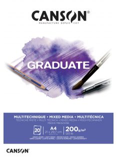 CANSON fehér MIX MEDIA-tömb, ragasztott 200g/m2 20 ív A4
