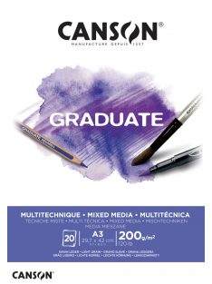 CANSON fehér MIX MEDIA-tömb, ragasztott 200g/m2 20 ív A3