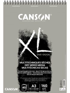 CANSON XL Sand grained pasztelltömb, spirálkötött 50 ív szürke A3