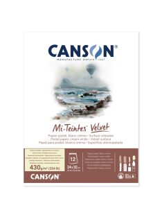   Mi-Teintes Velvet CANSON, savmentes bársonyos felületű pasztelltömb, (rövid oldalán ragasztott) 430g/m2 12 ív, krémfehér színű. 24 x 32