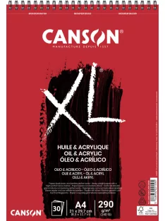   CANSON XL Olaj-Akril-tömb, vászonprégelt felület, röv. old. spirálkötött, mikroperforált 300g/m2 30 ív A4
