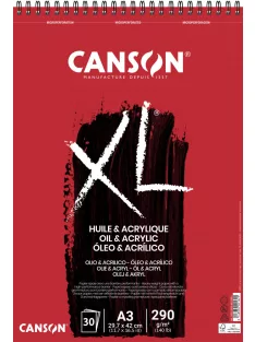   CANSON XL Olaj-Akril-tömb, vászonprégelt felület, röv. old. spirálkötött, mikroperforált 300g/m2 30 ív A3