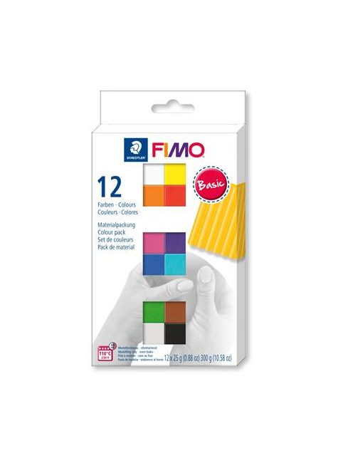 Gyurma, készlet, égethető, FIMO "Soft Basic", 12 különböző szín - 12x25 g