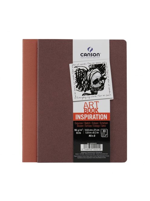 CANSON ArtBooks Inspiration vázlatfüzet, finom szemcsés papír, 96g/m2 30 ív, 2 db/szín A5 borító: bordó/tégla - Megszűnt