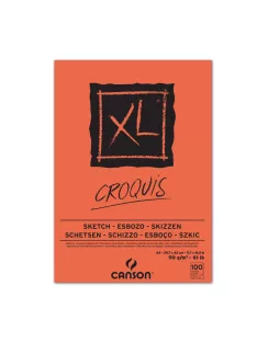   CANSON XL CROQUIS savmentes, csontfehér, skiccpapír-tömb, rövid oldalán ragasztott, mikroperforált 90g/m2 100 ív A3