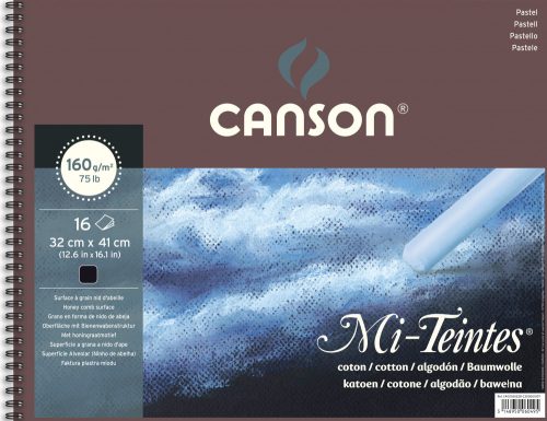 Mi-Teintes CANSON, savmentes színes pasztelltömb, (rövid oldalán spirálozott) 160g/m2 16 ív fekete 32 x 41 - Megszűnt