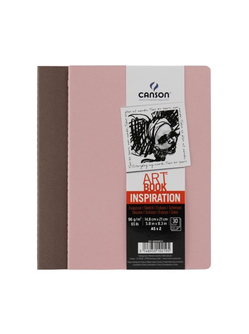CANSON ArtBooks Inspiration vázlatfüzet, finom szemcsés papír, 96g/m2 30 ív, 2 db/szín A5 borító: szépia/orchidea - Megszűnt