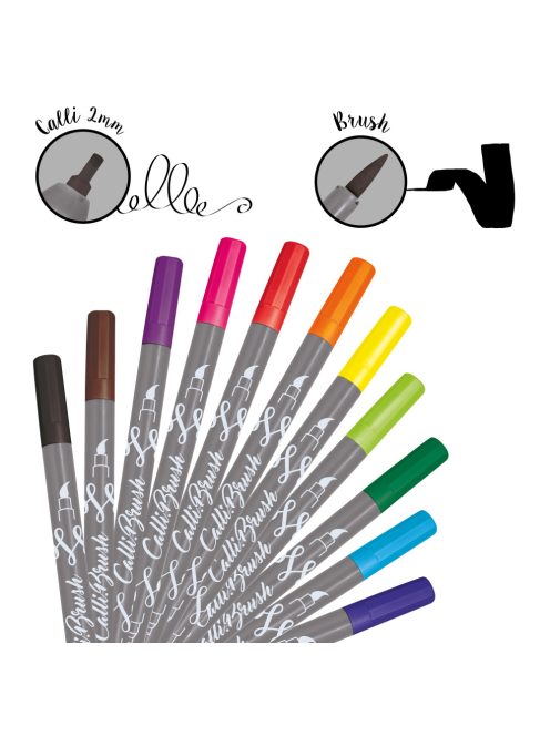 Calli.Brush Pens Double Tip 11 - Kétvégű marker készlet, 11 db-os