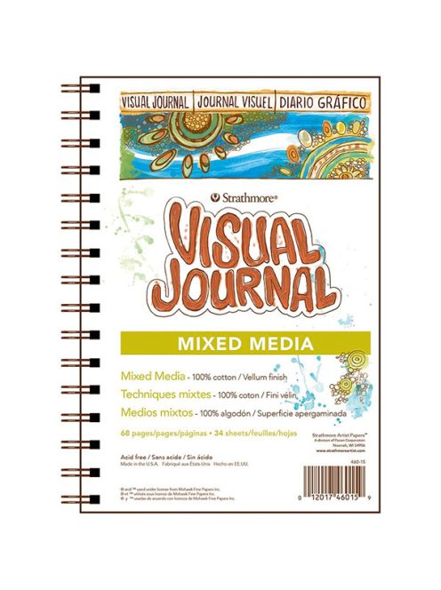 Mixed Media tömb - Strathmore 500 Visual Journal - Fehér, 190 gr, 34 lapos, 14x20 cm, spirálkötéses