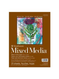   Mixed Media tömb - Strathmore 400 Mixed Media - Fehér, 300 gr, 15 lapos, 15x20 cm, ragasztott