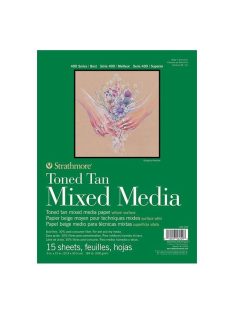   Mixed Media tömb - Strathmore 400 Toned Tan - Bézs 300 gr, 15 lapos, 15x20 cm, ragasztott