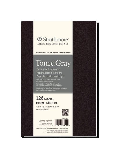 Strathmore 400 Toned Gray Art Journal - Szürke, 118 gr, 64 lapos, 22x28 cm, keményborítós