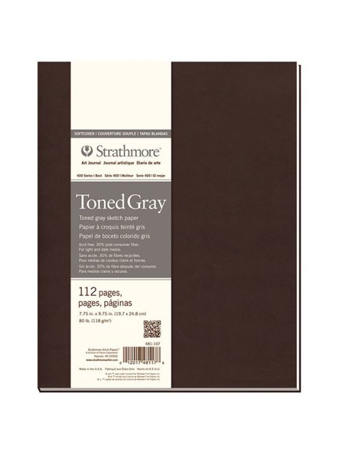 Vázlatfüzet - Strathmore 400 Toned Gray Sketching - Szürke, 118 gr, 56 lapos, 20x25 cm