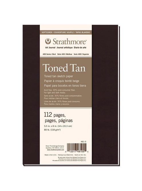 Vázlatfüzet - Strathmore 400 Toned Tan Art Journal - Bézs, 118 gr, 56 lapos, 14x20 cm