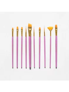 Ecsetkészlet, Gold taklon - Pink szett, 10 db-os