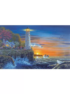Kifestő készlet számokkal, ecsettel, felnőtteknek - 30x40 cm - Világítótorony