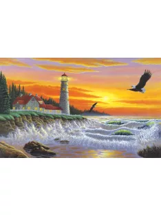   Kifestő készlet számokkal, ecsettel, felnőtteknek - 30x40 cm - Világítótorony