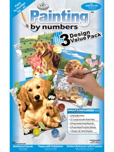 Számozott kifestő készlet 3 az 1-ben - Kiskutyák