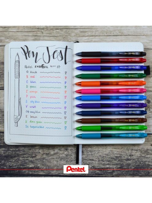 Zseléstoll, 0,35 mm, nyomógombos, PENTEL "EnerGelX BL107", világoskék