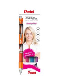   Pentel zselés rollertoll szett EnerGel 0,35 mm 4 db-os  - narancs, pink, világoskék, lila