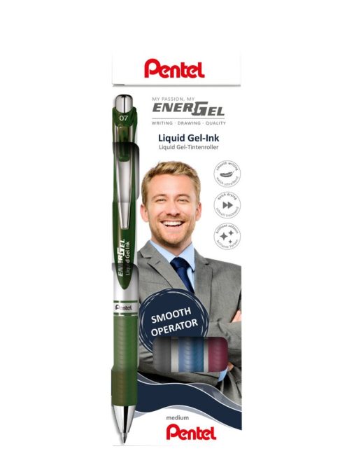 Pentel zselés rollertoll szett EnerGel 0,35 mm 4 db- os - fekete, sötétkék, burgundi, sötétzöld