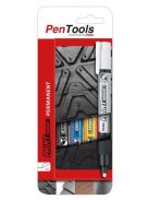 Pentel lakkmarker kerek hegyű 2,0 mm - 4 db-os szett: fekete, kék, sárga, fehér