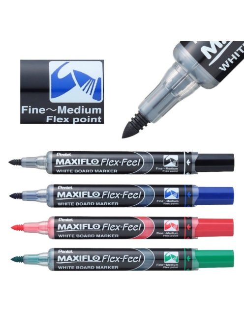 Pentel Maxiflo Flex Feel hajlékonyhegyű táblamarker 1-5 mm - fekete 