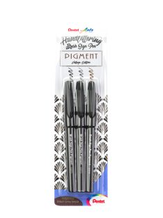   Pentel Brush Sign Pen ecsetfilc, pigmentált, 3 db-os szett - Fekete, szépia, szürke